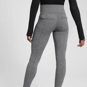 Athleta Delancey Herringbone Leggings Size S • Gray Zip Pocket Activewear